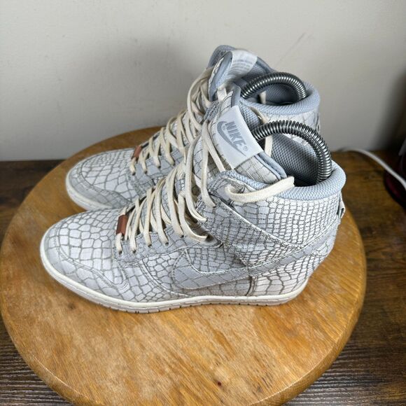 Nike iD Dunk Sky Hi Hidden Wedge Gray Snake Shoes Women's Size 7.5 747283-995 - Picture 3 of 9